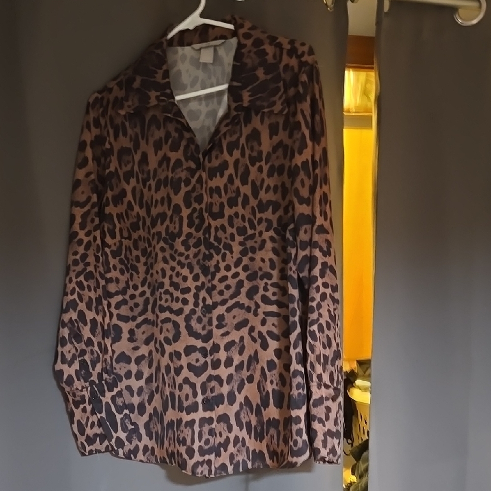 Leopard Print Long Sleeve Blouse